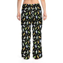 Load image into Gallery viewer, Funny Pajamas for Women - Festive Partying Drinking Tequila Bottle Pattern (Black)