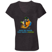Load image into Gallery viewer, SCREW THE CRACKER POLLY WANTS A COCKTAIL Ladies V-Neck Tee