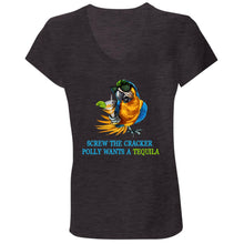 Load image into Gallery viewer, SCREW THE CRACKER POLLY WANTS A TEQUILA - Ladies V-Neck Tee