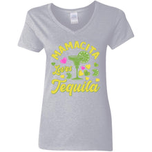 Load image into Gallery viewer, Mamacita Loves Tequila Ladies Party Time V-Neck T-Shirt