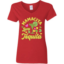 Load image into Gallery viewer, Mamacita Loves Tequila Ladies Party Time V-Neck T-Shirt