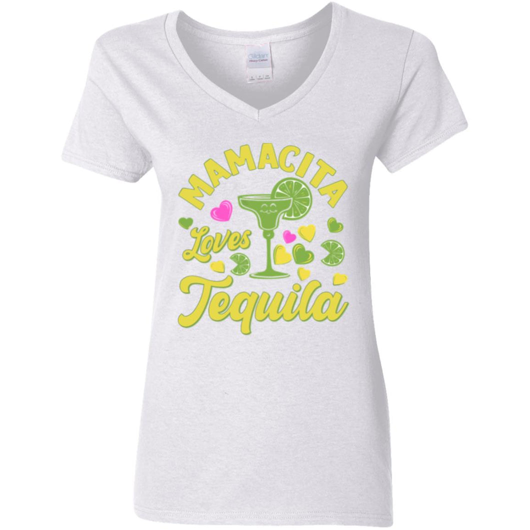 Mamacita Loves Tequila Ladies Party Time V-Neck T-Shirt
