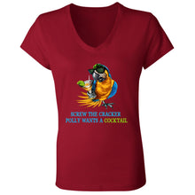 Load image into Gallery viewer, SCREW THE CRACKER POLLY WANTS A COCKTAIL Ladies V-Neck Tee