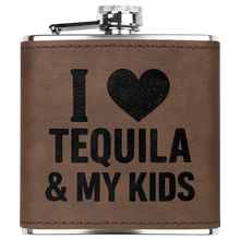 Load image into Gallery viewer, I_Love_Tequila__My_Kids_Flask_Dk_Brown_Main_Mockup.png