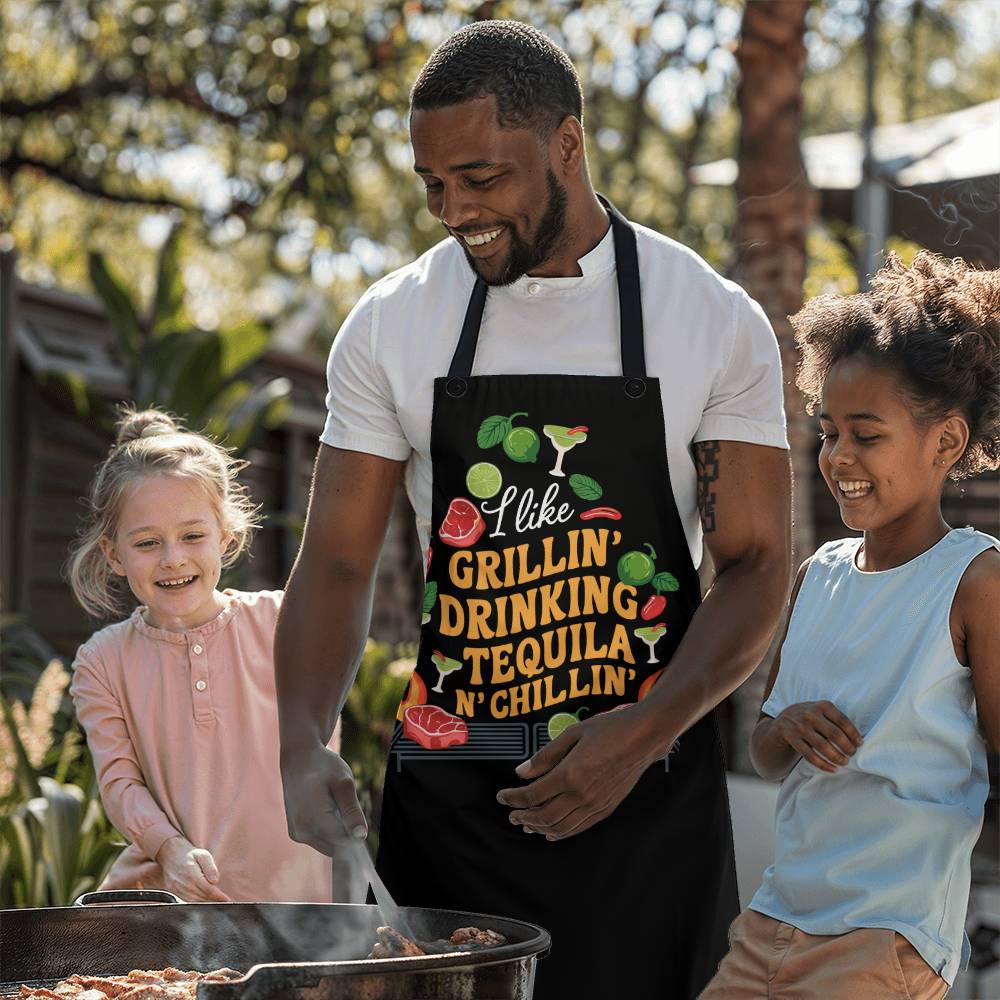 "I Like Grillin Drinking Tequila N' Chillin" BBQ Premium Apron