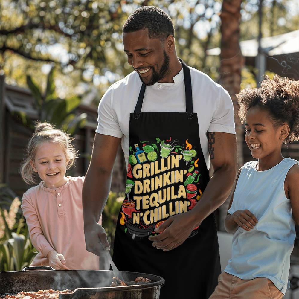 Grillin Drinking Tequila N' Chillin" BBQ / Cooking Premium Apron