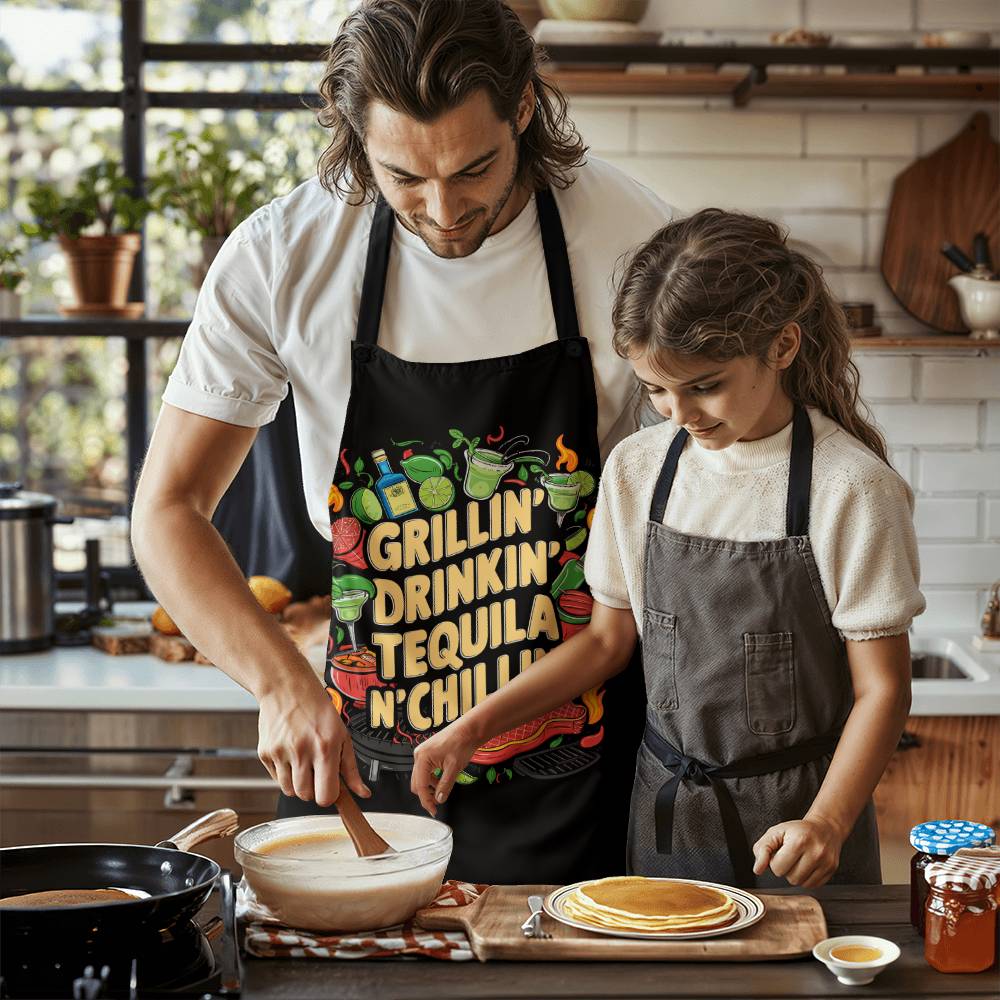 Grillin Drinking Tequila N' Chillin" BBQ / Cooking Premium Apron
