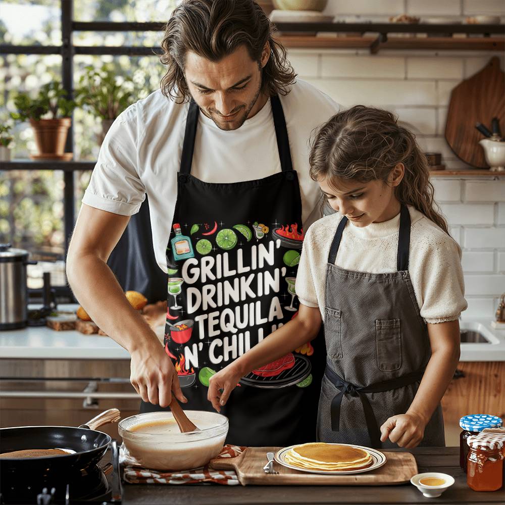 "Grillin Drinking Tequila N' Chillin" BBQ / Cooking Premium Party Apron