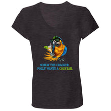 Load image into Gallery viewer, SCREW THE CRACKER POLLY WANTS A COCKTAIL Ladies V-Neck Tee
