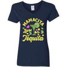 Load image into Gallery viewer, Mamacita Loves Tequila Ladies Party Time V-Neck T-Shirt
