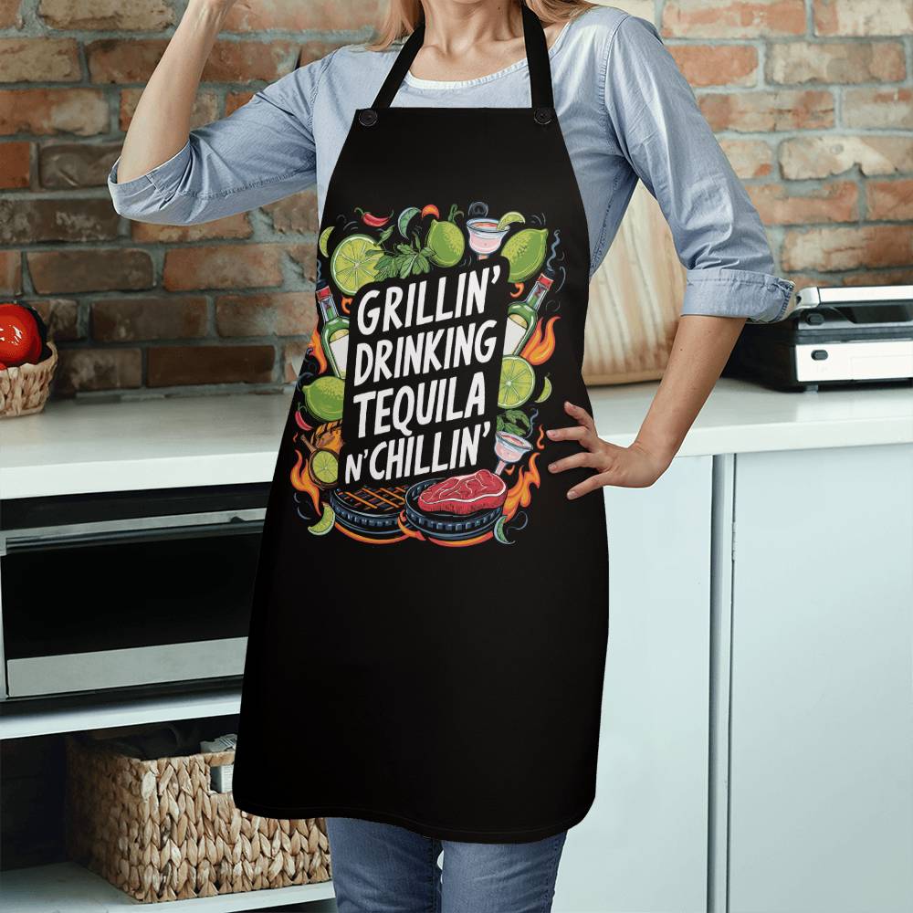 Grillin Drinking Tequila N' Chillin" BBQ / Cooking Premium Apron