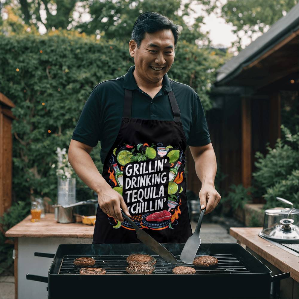 Grillin Drinking Tequila N' Chillin" BBQ / Cooking Premium Apron