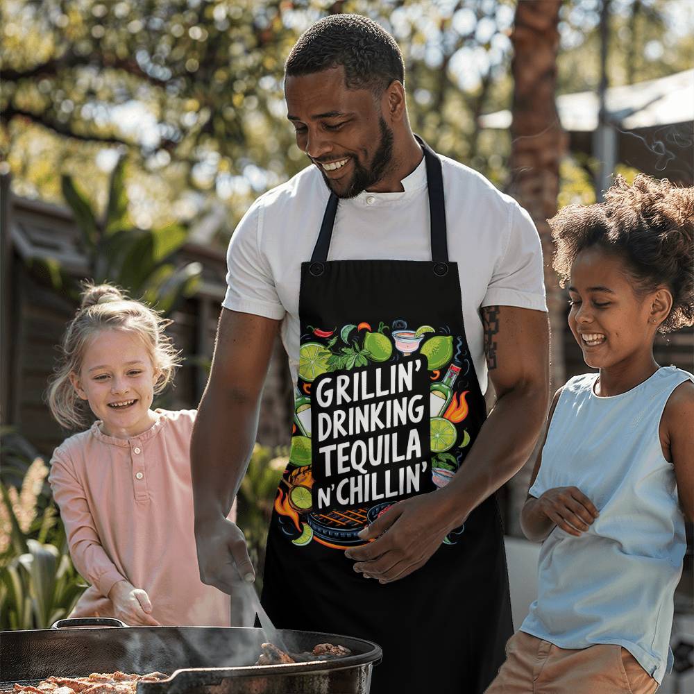 Grillin Drinking Tequila N' Chillin" BBQ / Cooking Premium Apron