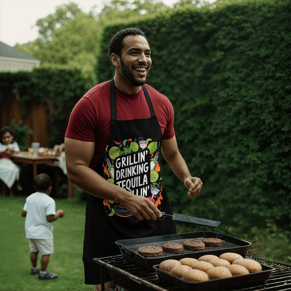 Grillin Drinking Tequila N' Chillin" BBQ / Cooking Premium Apron