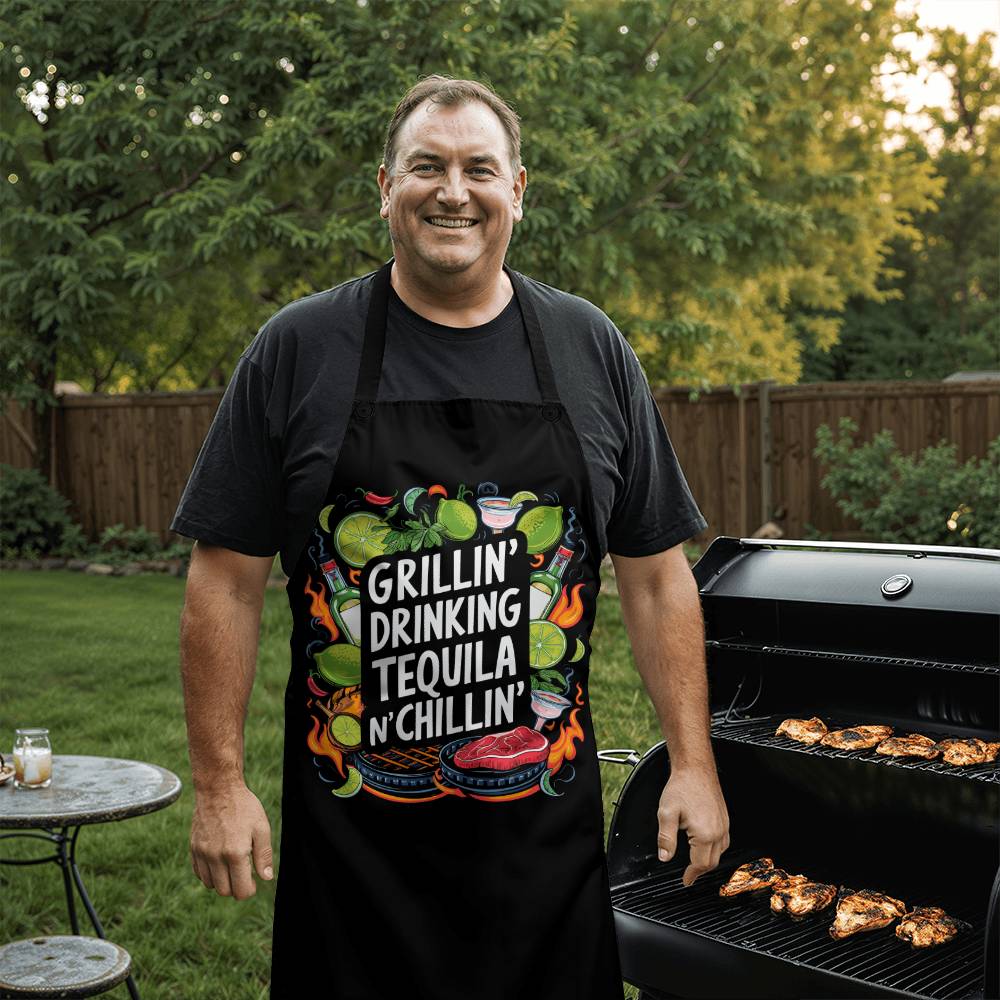 Grillin Drinking Tequila N' Chillin" BBQ / Cooking Premium Apron