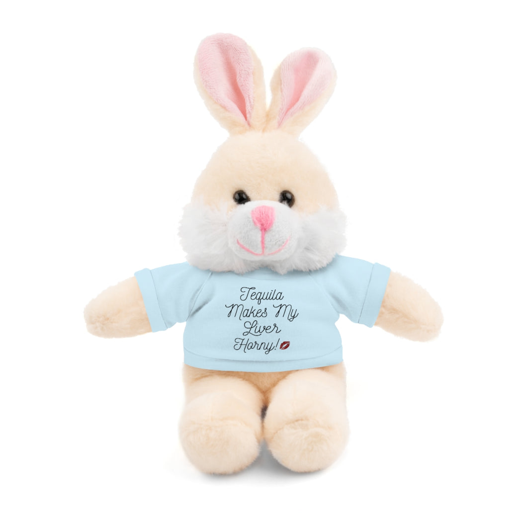 Tequila Makes My Liver Horny - Cuddly Stuffed Bunny with Comfy Soft Tee